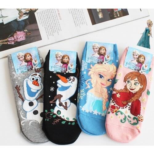 DIsney Frozen cartoon socks Frozen Elsa / Anna / Olaf socks bright shiny ladies socks gift