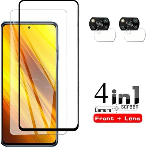 4 in 1 Screen Protector For Xiaomi Poco X3 Glass For Poco X3 Tempered Glass Protective Phone Film For Poco X3 NFC Global Version