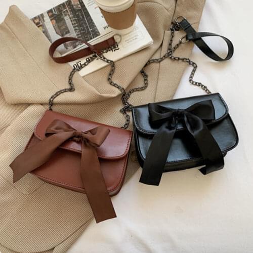 Female Chain Tote Messenger Bag Flap Bowknot Womens Shoulder Bag Retro PU Leather Crossbody Bags Designer Handbag