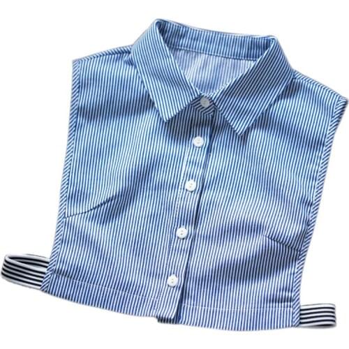 New fashion wild saving shirt decorative blue stripes shirt Solid Shirt False Collar White & Black Blouse Vintage false collar