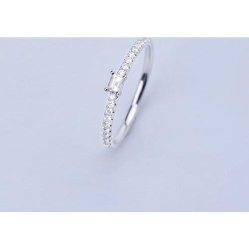 18k White Gold Fashion Four Prong Wedding Ring for Women 1 Carat Diamond Engagement Femme Ring Bride Valentines Gift for Girl