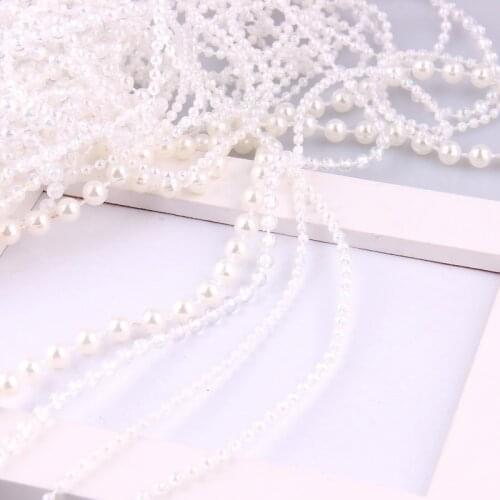 1Meters pearl white 2.5/3/4/6mm Fishing Line Artificial Pearls Beads Chain Garland For Flowers DIY Wedding Party Decorations