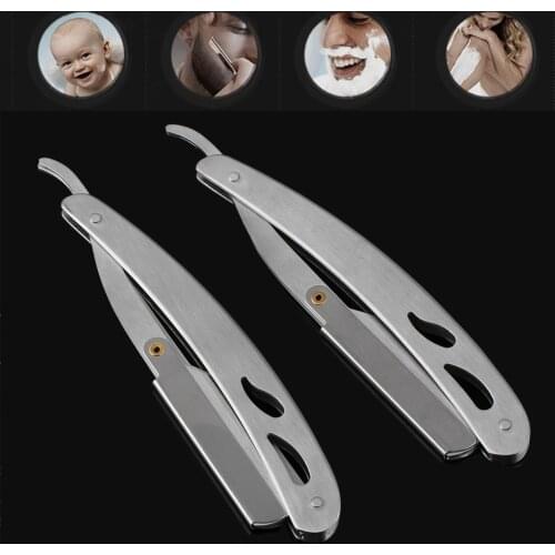 1x Men Professional Straight Barber Edge Stainless Steel Razors Folding Shaving Knife Hair Removal Styling Tools or 10pcs Blades