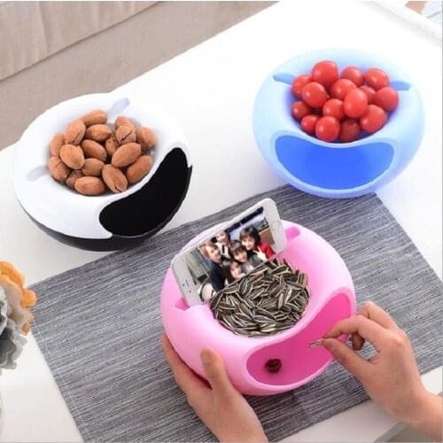1PC New Multifunctional Plastic Double Layer Dry Fruit Containers Snacks Seeds Storage Box Garbage Holder Plate Dish Organizer