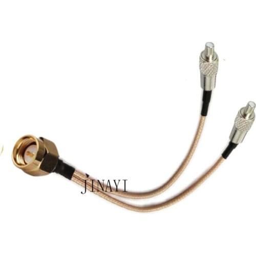 10pcs SMA male to 2 TS9 Female RA Connector RF RG316 Pigtail Y Extension Cable 10/15/20/30/50cm /1m