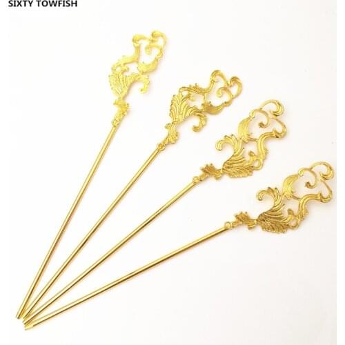 5 Sets/lot 23mX168mm Silver/Gold color Metal Vintage Hair Stick Fashion Headwear For Hair Jewelry Making Handmade DIY Accessory