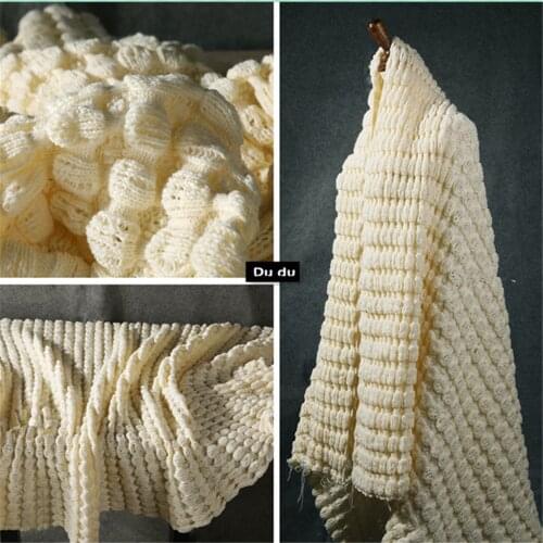 50*110cm Knitting Clothing Fabric Elastic Bubble Braid Rugged Wool Thick Twist Twisting Rope Sweater shape Design Fabric DIY