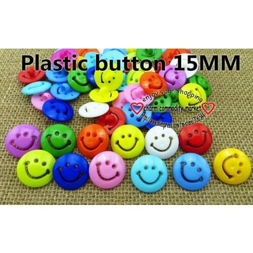 100PCS 15MM colors/single Dyed Plastic smile face buttons coat boots sewing clothes accessory P-116