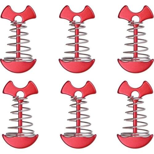 6pcs Adjustable Plank Floor Spring Fishbone Anchor Tent Pegs Buckle Outdoor Awning Deck Stakes Fixed Nails Camping Tent Hooks
