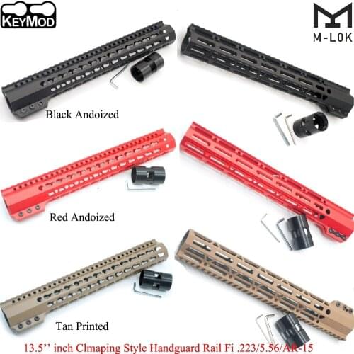 Aplus 13.5'' inch Keymod/M-lok Clamping Style Handguard Rail Free Float Mount System Fit .223/5.56 AR-15_Black/Red/Tan Colors