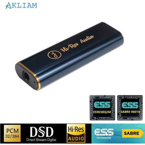 AkLIAM ES9038Q2M Audio Portable HIFI USB DAC ESS SABRE9601K Headphone Amplifier Sound Decoder Refer to DragonFly Cobalt