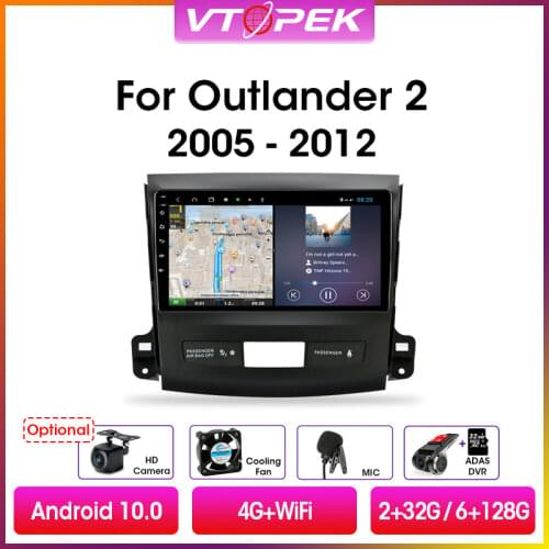 Vtopek 9" 2din IPS DSP Android 9.0 Car Radio Multimedia Player Navigation GPS For Mitsubishi Outlander Xl 2 2005-2012 Head Unit