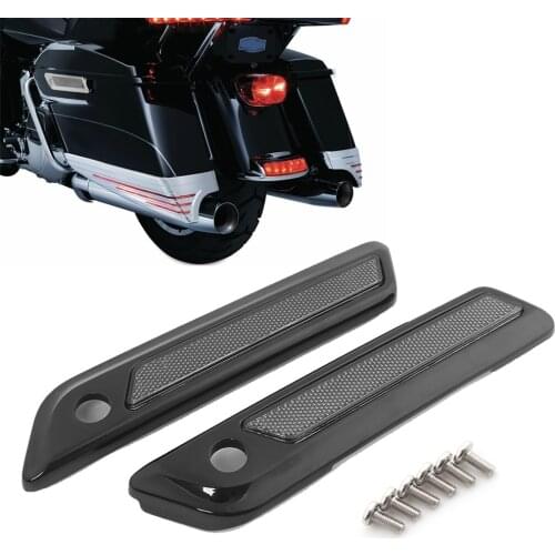 Black Hard Saddlebag Latch Cover with Smoke Reflectors For Harley Davidson Touring Road King Glide 2014-2020 Accessories