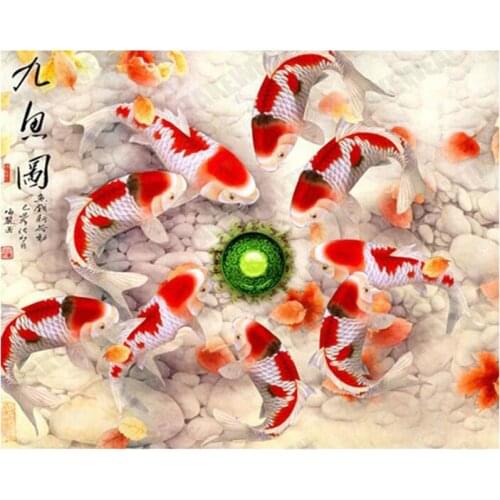 Diy Diamond Embroidery icon stickers Diamond painting goldfish picture full Square/round Diamond mosaic painting Needlework H910