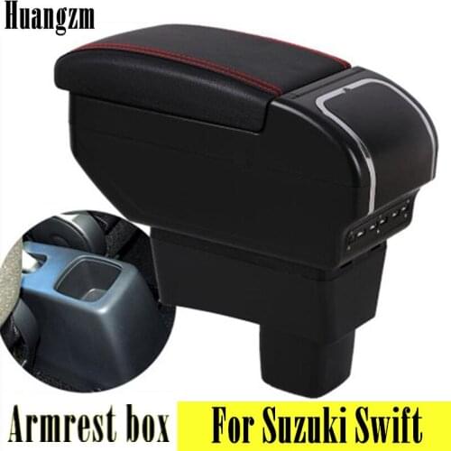 For Suzuki Swift armrest box universal car center console modification accessories double raised with 9 USB 2005-2020