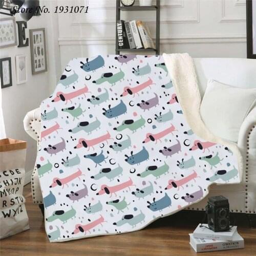 Dachshund Dog 3D Printed Fleece Blanket for Beds Thick Quilt Fashion Bedspread Sherpa Throw Blanket Adults Kids 06