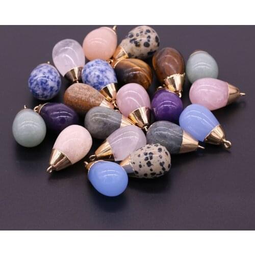 Natural stone Pendant Bean shaped Exquisite charm for Jewelry Making DIY earring Necklace Bracelets Accessories 16x30mm