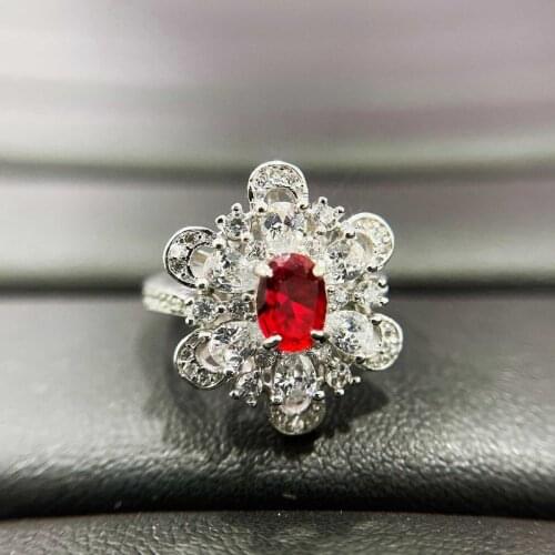 925 Silver Open Rings Delicate Charm Flower Inlay Full AAA Cubic Zircon Europe America Luxury Jewelry For Women Wedding Party