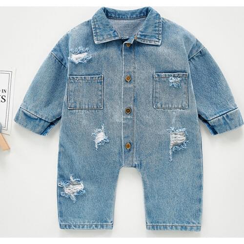 Korean Style Cowboy Jumpsuit+Backpack Infant Baby Girls Jumpsuit Spring Autumn Baby Girls Clothes Toddler Baby Girl Romper