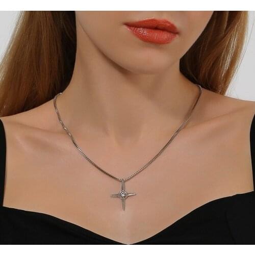 Minimalist Zircon Cross Pendant Necklaces for Women Ladies Simple Silver Color Clavicle Chains Necklace Neck Jewelry Gifts