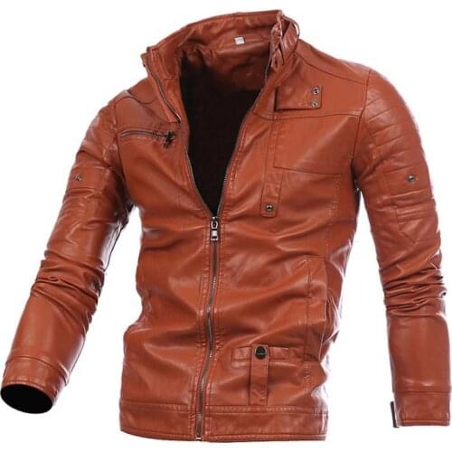 Fashion Men Casual PU Leather Motorcycles Jacket Male Stand Collar Slim Zipper Outwear Biker Jackets Coat Men Clothing