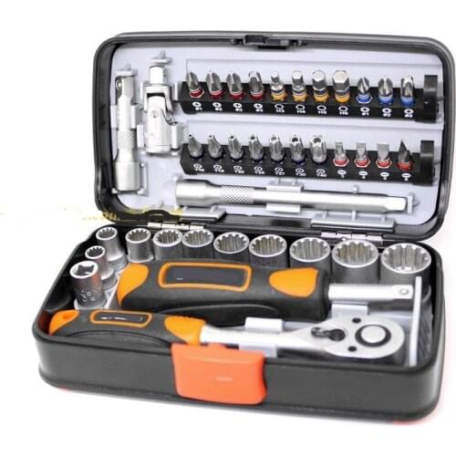 New 38PCS Mini ratchet wrench set 1/4 socket screwdriver head hex trox slot bit bike Repair handle tools S2