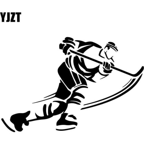 YJZT 17.6CM*11.7CM Gamer Ice Hockey Player Window Decoration Animal Decal Car Sticker Accessories Black/Silver C31-0320