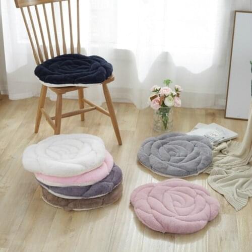 New high quality rose pattern rabbit wool chair seat cushion anti-slip dining non-slip chair mat plush office mat tatami mat