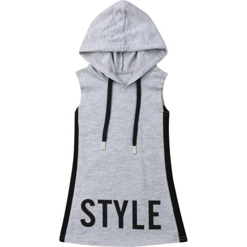 New Baby Kids Girls Dress Summer Tunic Letter Patchwork Hooded Dress Casual Party Sundress Fashion Clothes Age 1-6T