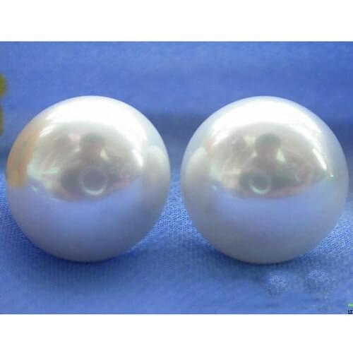 New Arrival Favorite Pearl Earring 16mm White South Sea Shell Pearl Mabe Silver Stud Earring Charming Lady Wedding Fine Jewelry