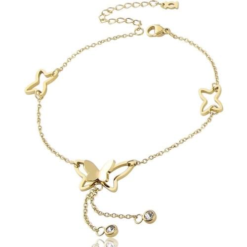 The New Stainless Steel Butterfly Bangle Crystal Pendant Bracelet Is A Gift For Women, Unique Design Jewelry Wholesale