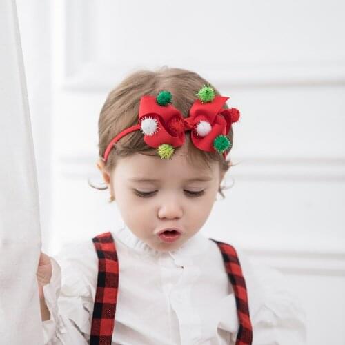 Christmas Headband Baby Bows Headbands Girls Soft Lovely Hair Accessories For Newborn Infant Hairbands Thin Nylon Turban Gift