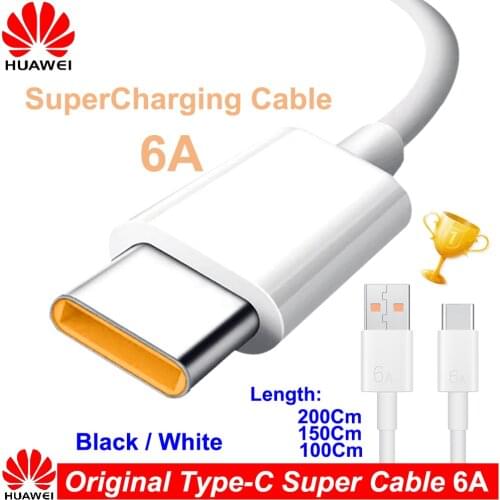 Original Huawei 6A SuperCharge Type C USB Cable For Nova 7 6 Mate 40 30 20 P40 P30 Pro Honor 30 30S Nova 8 Se 66W Super Charger