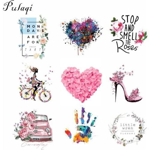 Pulaqi Flower Life Patches Iron On Heat Transfer Vinyl For T-Shirts Patch Thermal Paste For Kids Women Clothing Stickers E