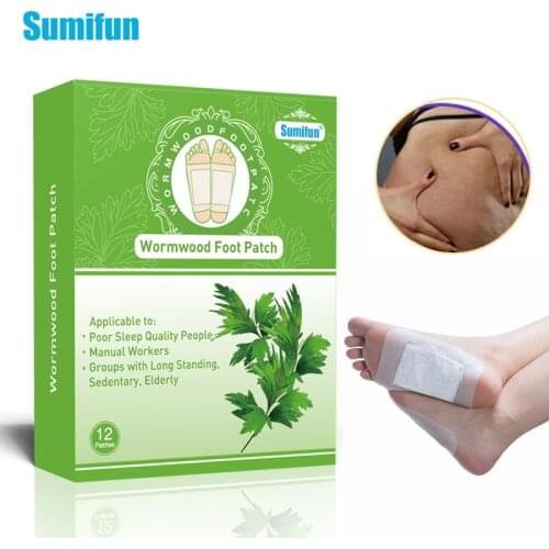 Sumifun 12Pcs Detox Foot Plaster Chinese Herbal Adhesive Pads Remove Toxin Foot Relax Swelling Body Detox Foot Patch K04501