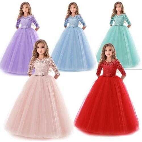 Flower Girl Dress Party Princess Dress For Wedding Birthday Gown Long First Holy Communion Prom Dresses Children Lace Frocks