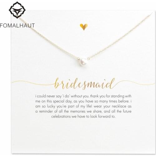 Bridesmaid Simulation Pearl Pendant Necklaces Gold Chains Necklace Fashion Women Weeding Jewelry Maid of honor ,bridesmaid gift