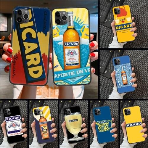 Ricard Phone Case Cover Hull For iphone 5 5s se 2 6 6s 7 8 12 mini plus X XS XR 11 PRO MAX black silicone hoesjes soft cover art
