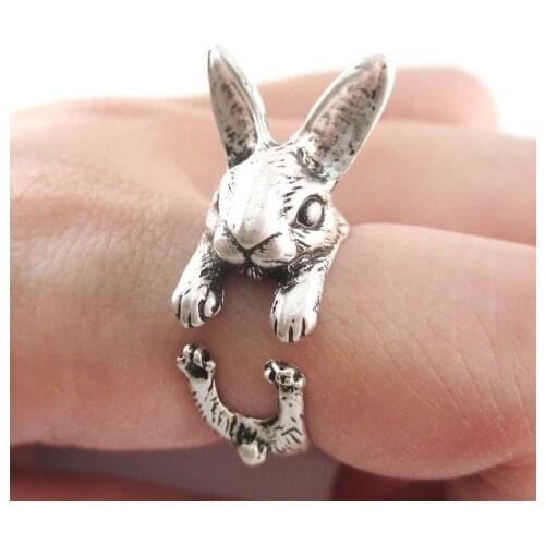 Daisies One Piece Vintage Fashion Bunny Ring Hippie Finger Rabbit Ring Chic Animal Free Size Rings For Men Women Gift Jewelry