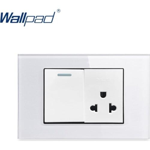 1 Gang 2 Way US 3 Pin Socket Wallpad Luxury Tempered Glass Panel Electric Wall Power Socket Electrical Outlets For Home 13A