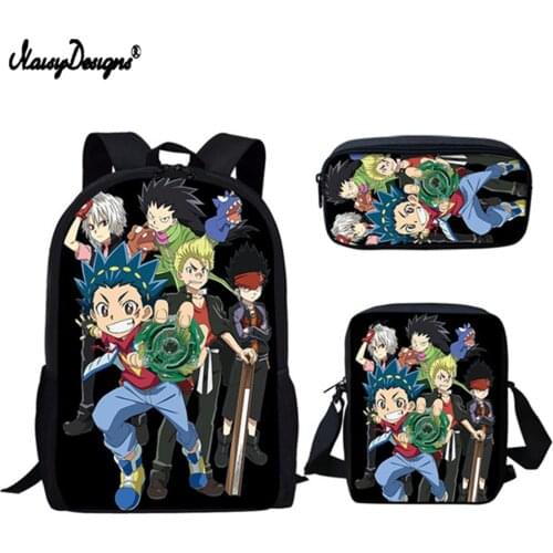 NOISYDESIGNS Backpack for Teen Boys Girls Book Bags Travel Kids School Bag Set Anime Beyblade Burst Print For Children SchoolBag