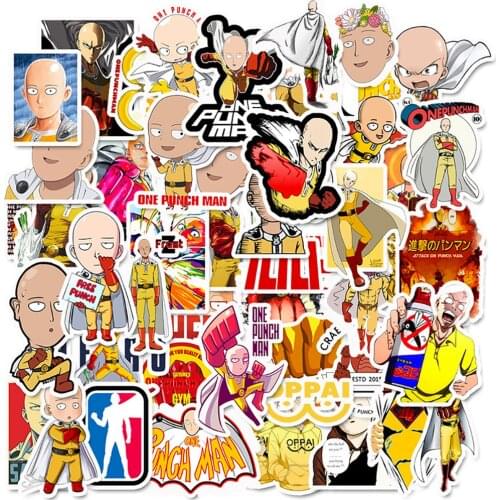 49PCS Anime ONE PUNCH-MAN Stickers Waterproof Graffiti Fridge Guitar Laptop Classic Toy Cartoon Sticker Decals Cool Toy for Kids