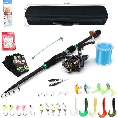Fishing Rod Reel Combo Set Carbon Fiber Telescopic Fishing Rod with Spinning Reel Combo Fishing Lures Jig Hooks Full Kit