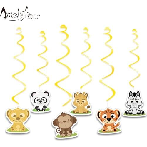Safari Babies Animals Theme Ceiling Hanging Swirl Decoration Animal Baby Kids Birthday Event Party Decorations Supplies