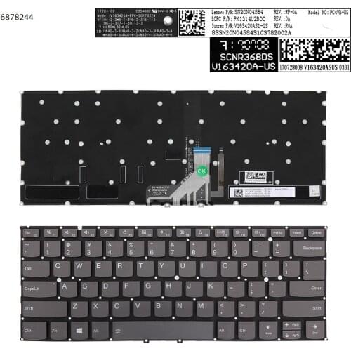 US QWERTY New For Lenovo Yoga 920-13IKB Laptop Replacement Keyboard Gray with Backlit NO Frame