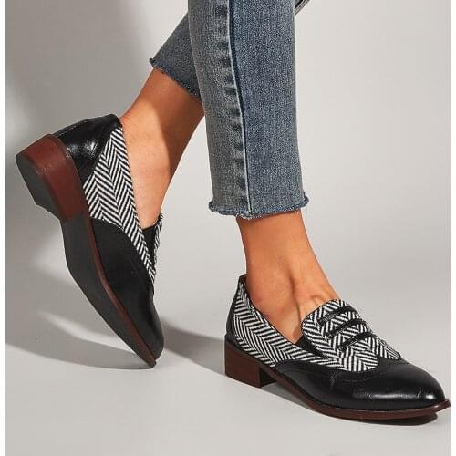 2021 New Square Heel Striped Pumps Lace Decorative Printing Color Matching Casual Breathable Thick Heel Womens Shoes