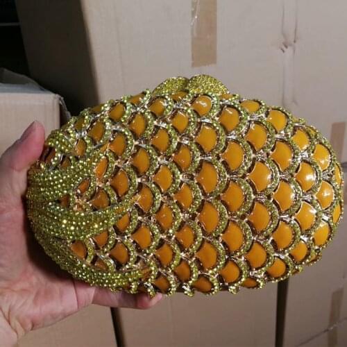 Women red yellow color Rhinestone evening bags Fashion Women’s Party Purse Metal Ladies Evening bag Clutches bags Handbags gift
