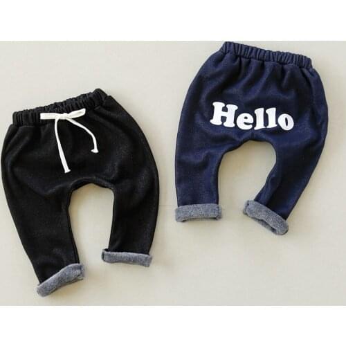 Winter Children Lantern Pants New Imitation Cowboy Cotton Pant Boy Leisure Trousers Female Baby HELLO Letters Pattern Harem Pant