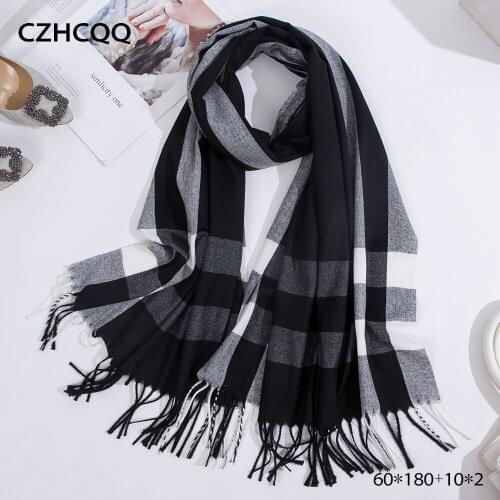 Winter Plaid Cashmere Scarf Women Man Cashmere Stole Thick Large Blanket Wrap Shawl Blanket Men Women Scarves For Ladies 2019