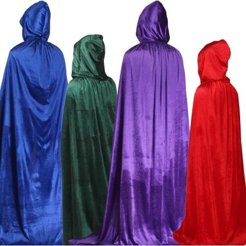 Halloween Adult childrens Cosplay Golden Velvet Hooded Cape Medieval Costume Vampire Carnival Party Cape